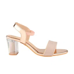 Shoetopia Cream-Coloured Textured Block Sandals image 2