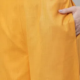 Gerua By Libas Women Yellow Yoke Design Kurta with Trousers Dupatta image 4