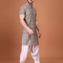 SHIWAM ETHNIX Men Floral Printed Kurta with Salwar image 2