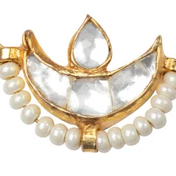 MORKANTH JEWELLERY 24K Gold-Plated & White Kundan-Studded Vilandi Nosepin image 1