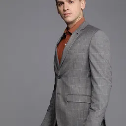 Louis Philippe Checked Single-Breasted Slim Fit Formal Blazer image 5