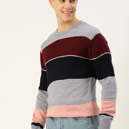 Mast & Harbour Round Neck Colourblocked Acrylic Pullover image 2
