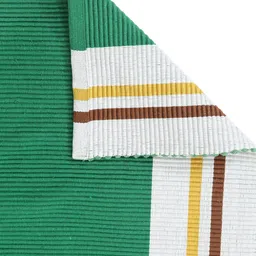 klotthe KOTTHE Set of 2 Green & White Striped Border Anti-Skid Dhurries image 4