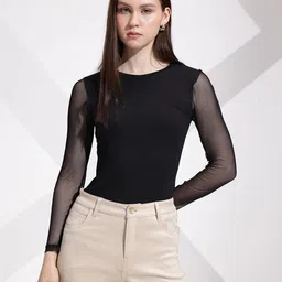 her by invictus Self Designed Round Neck Regular Top image 4