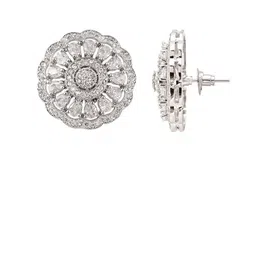 RATNAVALI JEWELS Silver-Plated Classic American Diamond Studs image 3