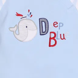 BABY GO Infant Boys Blue & White Printed Cotton Rompers image 2