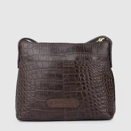 Hidesign Brown Textured Leather Sling Bag image 3