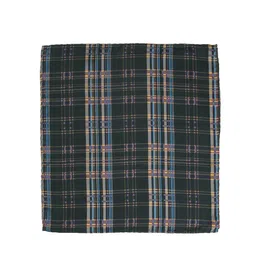 Alvaro Castagnino Green & Blue Checked Silk Pocket Square image 4