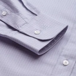 Raymond Men Grey & White Checked Slim Fit Formal Shirt image 2