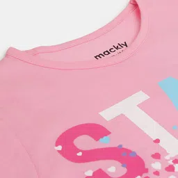 mackly Girls Pink Printed Lounge T-shirt image 3