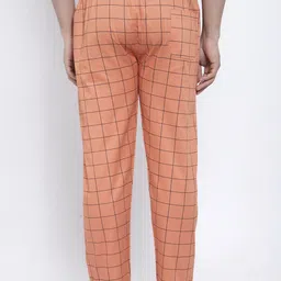 JAINISH Men Orange & Black Checked Lounge Pants image 5