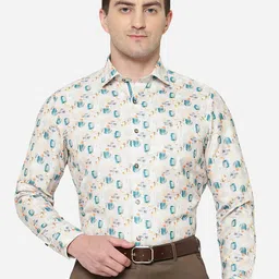 Greenfibre Men Slim Fit Printed Cotton Formal Shirt-picture-16
