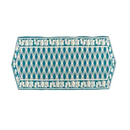BELLA TRUE Turquoise Blue & Grey Printed Table Runner image 5