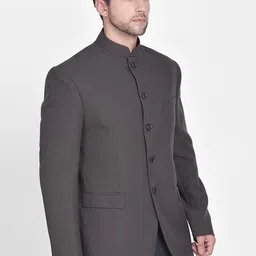 Blacksmith Men Grey Solid Formal Bandhgala image 3