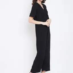 DODO & MOA Women Black Solid Basic Jumpsuit image 4