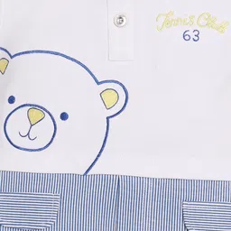 BABY GO Infant Kids White & Blue Striped Cotton Romper image 3