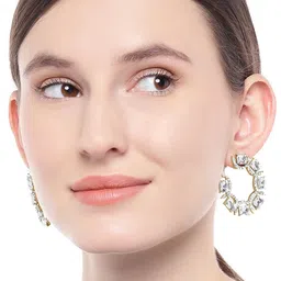 OOMPH White  Gold Plated Cubic Zirconia Handcrafted Oversized Studs-picture-29