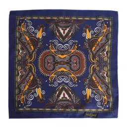 Sojanya Men Satin Midnight Blue Printed Pocket Square image 2