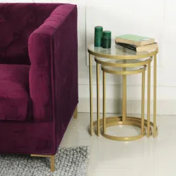 Claymint Nelson Nesting Set of 3 Glass Side Table image 1