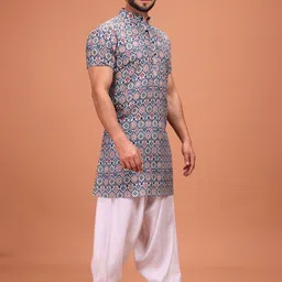 SHIWAM ETHNIX Men Ethnic Motifs Printed Kurta with Salwar image 4