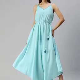 Global Desi Powder Blue Solid Sleeveless Casual Basic Jumpsuit image 4