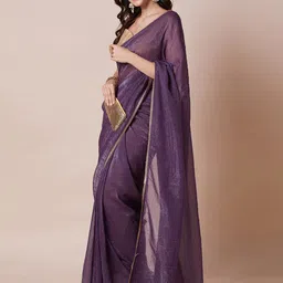 House Of Pataudi Embellished Satin Saree With Unstitched Blouse image 5