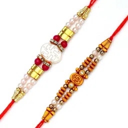 ADIVA Set Of 2 Rakhi With Roli Chawal & Greetings Card image 2