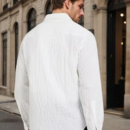 Styli Men Textured Regular Fit Spread Collar Long Sleeve shirt image 3