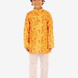 Superminis Boys Floral Printed Pure Cotton Kurta with Pyjamas image 3