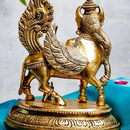 The Advitya Kamdhenu Standing Brass Religious Idol Showpiece image 2