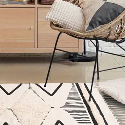 URBAN SPACE Beige & Black Printed Pure Cotton Anti-Skid & Hand Tufted Carpets image 5