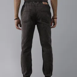 Roadster Men Charcoal Grey Solid Slim Fit Stretchable Denim Joggers image 3