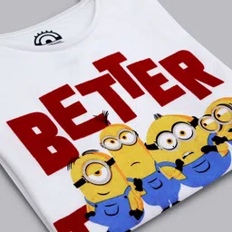 Kids Ville Girls White Minions Printed T-shirt image 3