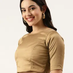 Ethnovog Women Ready To Wear Solid Saree Blouse With Styled Back image 3