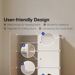 BOXJOY White Waterproof & Dustproof 12-Shelf Shoe Rack With Doors image 3