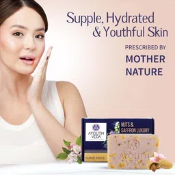 AYOUTHVEDA Brown Nuts And Saffron Luxury Castile Soap 110 gm image 2