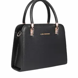 Lino Perros Black Solid Handheld Bag with Sling Strap image 4