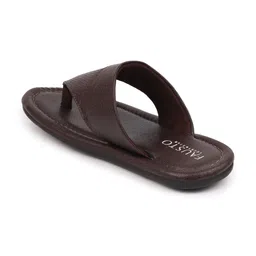 FAUSTO Men Coffee Brown Textured Synthetic Thong Flip-Flops image 3