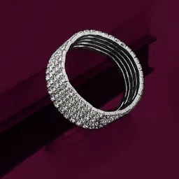 Carlton London Women Cubic Zirconia Rhodium-Plated Bracelet-image-52
