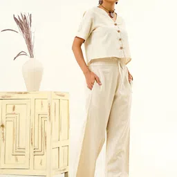 indy Raaga V-Neck Pure Cotton Top With Trousers Co-Ords image 2