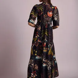 CORSICA Floral Print Puff Sleeves Shirt Style Midi Dress image 4