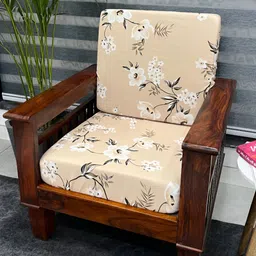ohello 10 Pcs Beige & White Stretchable Elasticated Printed Polyester Sofa Seat Covers image 2