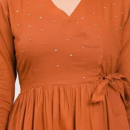 SKYLEE Women Ethnic Motifs Embroidered Sequinned Anarkali Kurta with Trousers & Dupatta image 5