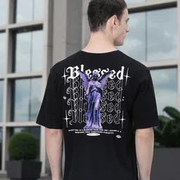 Kryptic Graphic Printed Round Neck Drop Shoulder Oversized Pure Cotton T-shirt image 5