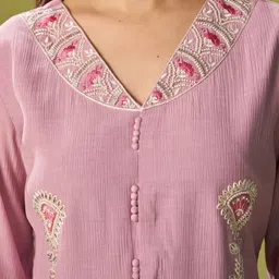 Indo Era Women Floral Embroidered Kurta with Trousers & Dupatta image 2