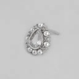 Carlton London Silver-Plated CZ Teardrop Shaped Studs image 4