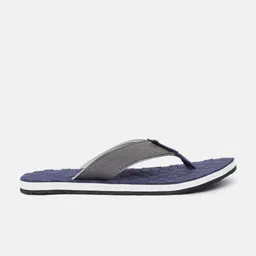 Woodland Men Grey & Navy Blue Striped Light Weight Thong Flip-Flops image 3