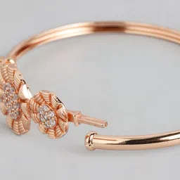 Zaveri Pearls Rose Gold-Plated Cubic Zirconia Flowers Kada Bracelet image 4