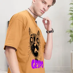 AUSK Graphic Printed Round Neck Drop Shoulder Sleeves Oversized Pure Cotton T-shirt image 2