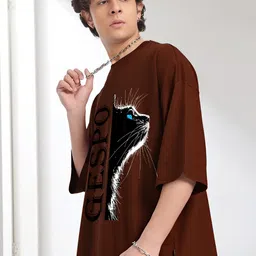 AUSK Graphic Printed Round Neck Drop-Shoulder Sleeves Pure Cotton Oversized T-shirt image 5